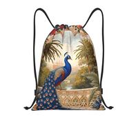 Bolsas con Cordón Hermosa Flor De Pavo Real Mochila con Cordón Luz Backpack Plegable Drawstring Bag para natación Escuela Vacaciones