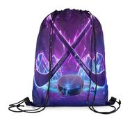 Bolsas con Cordón Hockey Neón con Llama Púrpura Bolsa De Cuerdas Plegable Drawstring Bag Luz Mochila con Cordón para Vacaciones Playa Escuela