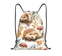 Bolsas con Cordón Lindo Erizo Animal Hongo Backpack Luz Drawstring Bag Durable Bolsa De Cuerdas para Gimnasio Natación Escuela