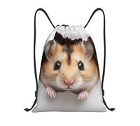 Bolsas con Cordón Lindo Hámster Mirando A Través De Un Agujero Drawstring Bag Moda Bolsa De Cuerdas Luz Mochila con Cordón para Escuela Playa Vacaciones