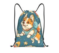 Bolsas con Cordón Lindo Patrón De Perro Corgi Bolsa De Cuerdas Plegable Drawstring Bag Luz Mochila con Cordón para Escuela Playa Gimnasio