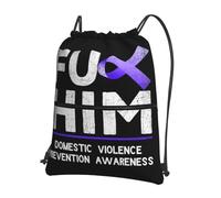 Bolsas con Cordón Mes De Concientización sobre La Prevención De La Violencia Doméstica Bolsa De Cuerdas Durable Drawstring Bag Ajustable Mochila con Cordón para Gimnasio Escuela Vacaciones