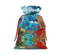 Bolsas con cordón para caramelos, bolsas de envoltura de Navidad, bolsas de golosinas de Navidad, bolsa de recuerdo de fiesta de Navidad, delfines, tortugas marinas, tiburones, pulpos, arrecifes de