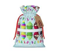 Bolsas con cordón para caramelos, bolsas de regalo de Navidad, bolsas de regalo de fiesta de Navidad, coloridos cupcakes de feliz cumpleaños
