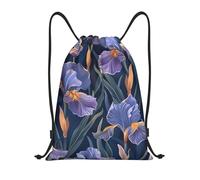 Bolsas con Cordón Patrón De Flor De Iris Púrpura Backpack Moda Mochila con Cordón Durable Drawstring Bag para Escuela Playa Gimnasio