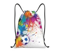 Bolsas con Cordón Patrón De Fútbol Colorido Mochila con Cordón Luz Bolsa De Cuerda Plegable Drawstring Bag para Vacaciones Playa Gimnasio