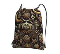 Bolsas con Cordón Pentagramas-Lunas-Místicos Mochila Cuerdas Luz Mochila con Cordón Durable Bolsa De Cuerda para Vacaciones Escuela Gimnasio