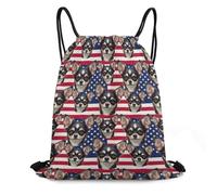 Bolsas con Cordón Perro Chihuahua con La Bandera Estadounidense Mochila con Cordón Moda Mochila Cuerdas Plegable Bolsa De Cuerda para Gimnasio Vacaciones Natación