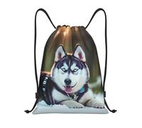 Bolsas con Cordón Perro Husky Mochila Cuerdas Moda Mochila con Cordón Plegable Bolsa De Cuerda para Vacaciones Escuela Natación