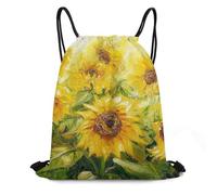 Bolsas con Cordón Pintura De Girasol Amarillo Mochila Cuerdas Moda Drawstring Bag Ajustable Bolsa De Cuerdas para Gimnasio Escuela Natación