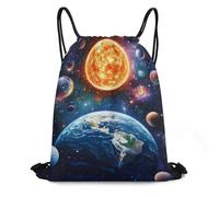 Bolsas con Cordón Planeta Alucinante del Espacio Exterior Mochila con Cordón Ajustable Bolsa De Cuerdas Plegable Drawstring Bag para Escuela Gimnasio Natación