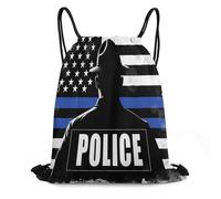 Bolsas con Cordón Policía De Estados Unidos con La Bandera De La Línea Azul Bolsa De Cuerdas Ajustable Bolsa De Cuerda Luz Mochila Cuerdas para Vacaciones Escuela Playa