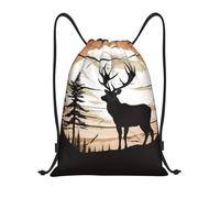 Bolsas con Cordón Silueta De Alce Salvaje Bolsa De Cuerda Moda Drawstring Bag Plegable Mochila Cuerdas para Gimnasio Vacaciones Escuela