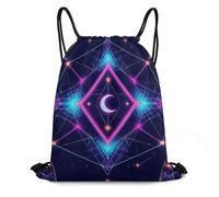 Bolsas con Cordón Símbolos De Geometría Sagrada Sol Luna Púrpura Alucinante Mochila con Cordón Luz Mochila Cuerdas Ajustable Drawstring Bag para Escuela Playa Natación
