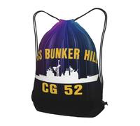 Bolsas con Cordón USS Bunker Hill CG 52 Bolsa De Cuerda Ajustable Drawstring Bag Moda Bolsa De Cuerdas para Playa Escuela Gimnasio