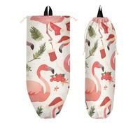 Bolsas con cordón y bolsillos con cremallera, mochila deportiva para mujer, playa, senderismo, Navidad, sombrero rojo flamenco