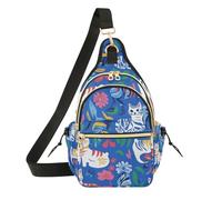 Bolsas cruzadas para mujer, con correa ajustable, para adolescentes, para correr, senderismo, elegantes gatos americanos, azul rey