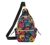 Bolsas cruzadas para mujer, impermeables, para el pecho, para viajes, citas, con simios, multicolor