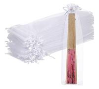 Bolsas De Abanico De Organza 50 Uds. Bolsa De Abanico De Mano Plegable Con Cordón Bolsas De De Organza Blanca Mangas De Abanico De Mano De Boda Soporte Para Suministros De