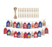 Bolsas de Adviento de Navidad DIY 24 bolsas rellenables con cuenta atrás | Envoltura de Galletas con Cordón para Niños Adolescentes Adultos Tienda Aula Hogar Oficina Escuela Fiestas Reuniones Color A