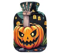 Bolsas de agua caliente de noche de Halloween, almohadilla de calefacción de agua, bolsa de agua caliente para compresas frías y calientes, 2 L