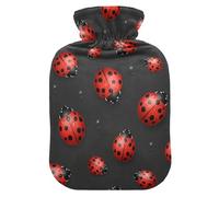 Bolsas de agua caliente grises con diseño de animales rojos y negros, bolsa de agua caliente para aliviar el dolor de cuello y hombros, tamaño pequeño