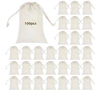 Bolsas de algodón con cordón, 100 unidades, tela de muselina de 4 x 6 pulgadas, bolsas de regalo, bolsas reutilizables para organizar joyas, jabón, manualidades y objetos pequeños