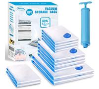 Bolsas de Almacenaje al Vacío 14 Piezas Tipo Grueso 3XL*100x80 + 3L*80x60 + 4M*80x60 + 4S*60x40cm, Paquete de 14 bolsas de vacío para almacenamiento, incluye bomba manual de vacío