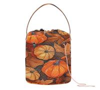 Bolsas de almacenamiento de hilo de ganchillo con patrón de hojas de zorro, cosecha de calabaza, bolsas de almacenamiento para kit de tejer, organizador de ganchillo