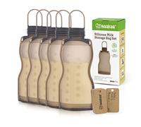Bolsas de almacenamiento de leche materna, silicona, reutilizable, 5 paquete, blanco, antifugas, 9 onzas, paquete de 5, haakaa