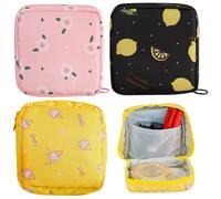 Bolsas de almacenamiento de servilleta sanitaria bolsita de bolsas de tampones 3pcs lindo bolso de estampado bolso de cierre de la cremallera bolsas portátiles 4.7x4.7x1.6 pulgadas de bolsas sanitari