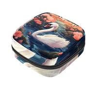 Bolsas de almacenamiento de servilletas sanitarias, bolsa de almohadilla menstrual Swan in The Sunset de tela Oxford, bolsas menstruales para lactancia con cremallera para adolescentes, niñas, mujeres