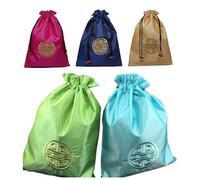 Bolsas de almacenamiento de zapatos chinos de tela satinada con cordón para viajes, hogar, mujeres, bordado fino, bolsa de zapatos alegres, reutilizable, fundas antipolvo con forro, Colores mixtos (5