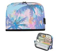 Bolsas de almacenamiento para lápices de color pastel con diseño de árbol de coco degradado, con cremallera, estuche para lápices para niñas, bolsa para bolígrafos de aula floral, preparatoria