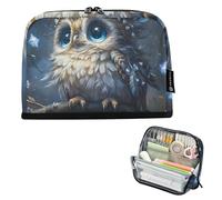 Bolsas de almacenamiento para lápices, diseño de búho, diamante, estuche grande con cremallera, para niños, adolescentes, niñas, arte floral, universidad, suministros de oficina