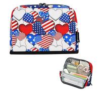Bolsas de almacenamiento para lápices patrióticos de América con forma de corazón, bolsas grandes para lápices, estuche con cremallera, bolsa para bolígrafos para el aula, artículos esenciales para