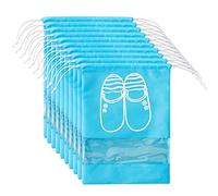 Bolsas de almacenamiento para zapatos, 10 unidades, a prueba de polvo, transparentes, con cordón, para el hogar, hombres y mujeres, viajes al aire libre, Azul Grande 10