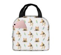 Bolsas de almuerzo aisladas para hombres y mujeres, para el trabajo, lindo bulldog francés, tulipán, bolsa térmica suave aislada para viajes, lonchera pequeña a prueba de agua para hombres y mujeres