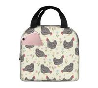 Bolsas de almuerzo aisladas para hombres y mujeres, para el trabajo, lindo pollo, tulipán, hierba verde, bolsa térmica suave aislada para viajes, lonchera pequeña a prueba de agua para hombres y