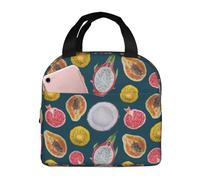 Bolsas de almuerzo aisladas para hombres y mujeres, para el trabajo, Papaya pitaya granada, lonchera pequeña para adultos para hombres y mujeres, bolsa térmica suave a prueba de agua aislada para