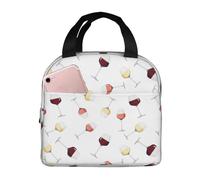 Bolsas de almuerzo aisladas para hombres y mujeres, trabajo, con estampado de copas de vino y champán, bolsa térmica suave aislada para viajes, lonchera pequeña a prueba de agua para hombres y mujeres
