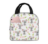 Bolsas de almuerzo aisladas para hombres y mujeres, trabajo, gris koala rosa, tulipán, bolsa térmica suave aislada para viajes, lonchera pequeña a prueba de agua para hombres y mujeres, bolsa de