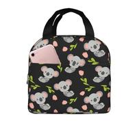 Bolsas de almuerzo aisladas para hombres y mujeres, trabajo, rosa tulipán gris, koala, bolsa térmica suave aislada para viajes, lonchera pequeña a prueba de agua para hombres y mujeres, bolsa de