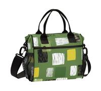 Bolsas de almuerzo para hombre, lonchera enfriadora, bolsa de almuerzo grande para trabajo, gráfico abstracto, verde, a prueba de fugas, para oficina, viaje, bolsa de almuerzo, talla M
