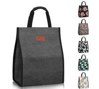 Bolsas de almuerzo para mujeres, bolsa de almuerzo reutilizable con aislamiento y bolsillo interior, bolsa de almuerzo para el trabajo, gris carb?n