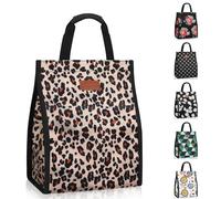 Bolsas de almuerzo para mujeres, bolsa de almuerzo reutilizable con aislamiento y bolsillo interno, bolsa de almuerzo para el trabajo, leopardo