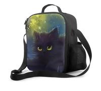 Bolsas de Almuerzo térmicas Black Cat In The Galaxy Nebula Sky para niños y niñas Contenedor de Almuerzo Aislado Lavable para Viajes Escolares