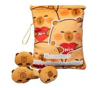 Bolsas de aperitivos genéricas para niños, adorable Capybara Plush Snack Bag con 4 mini muñecas, 7,09 x 7,87 pulgadas Soft Pillow Cushion for Hugging, Candy Storage, Gummy Treats, Travel & Decor., a