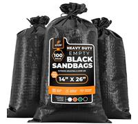 Bolsas de arena de polipropileno tejido resistente para inundaciones, límite de peso de 14 x 26 pulgadas, 100 libras, bolsa de arena reutilizable de grado militar para protección contra inundaciones