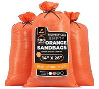 Bolsas de arena tejidas de polipropileno para inundaciones, grava, sacos de 14 x 26 pulgadas, límite de peso de 50 libras, bolsa de arena reutilizable de grado militar para protección contra